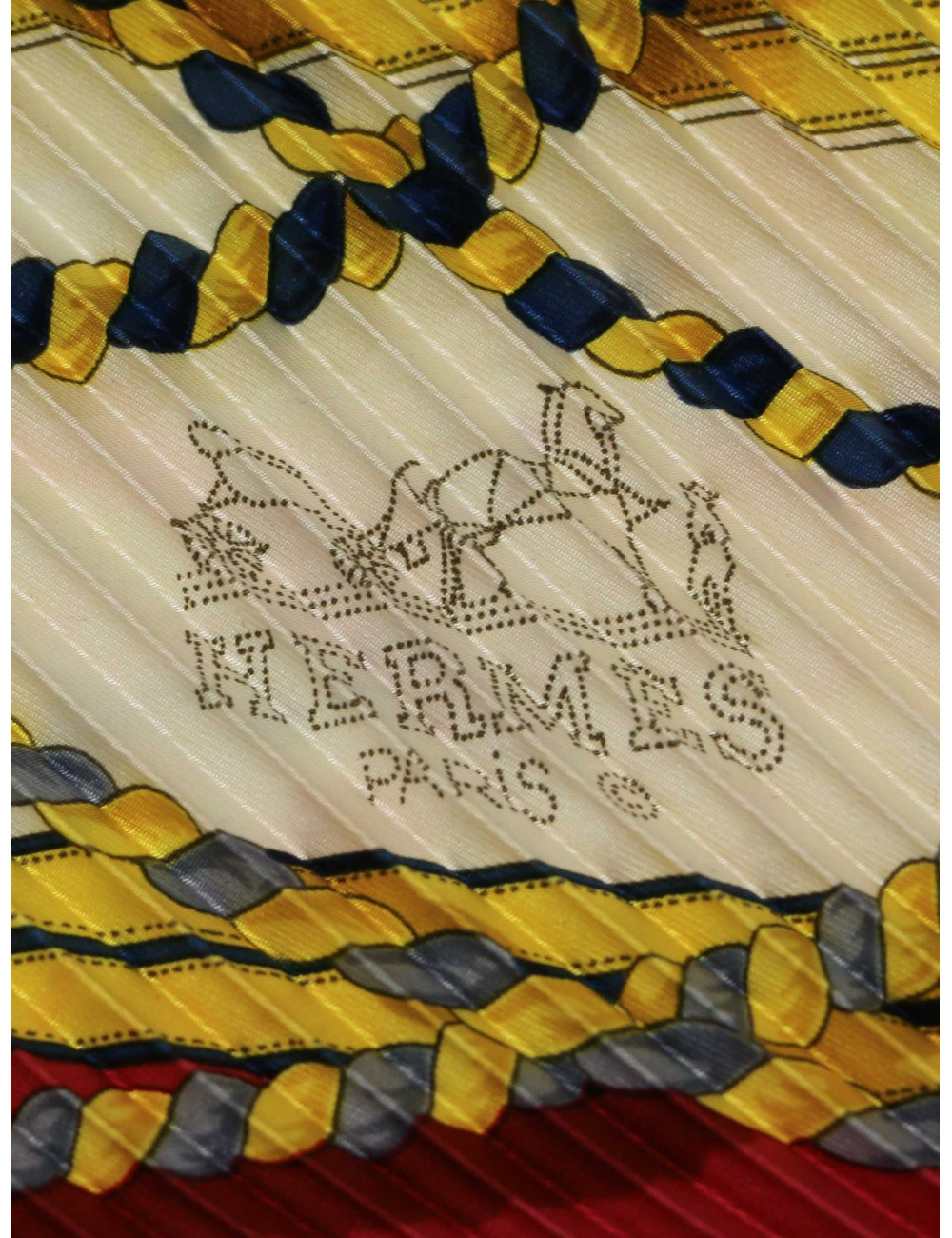 Plissé HERMES soie bleu et rouge