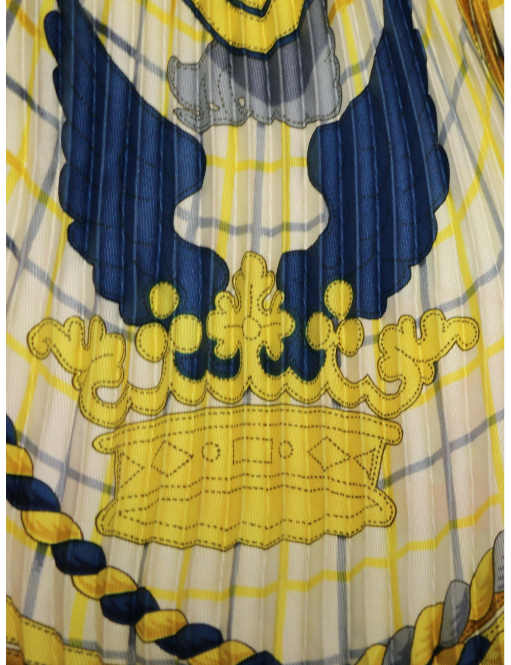 Plissé HERMES soie bleu et rouge