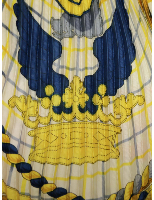 Plissé HERMES soie bleu et rouge