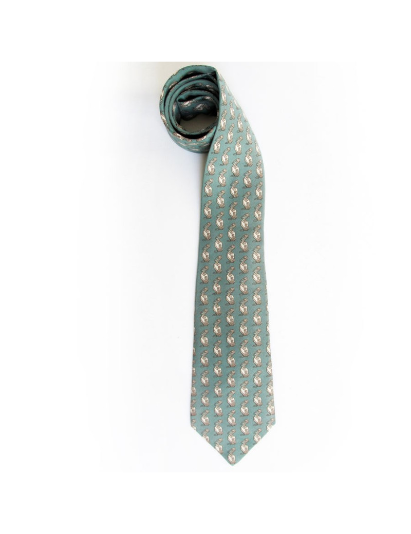 Pelicans reasons green silk HERMES tie