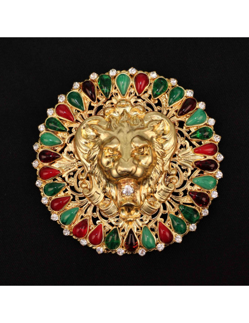 Broche "Lion déchainé" MARGUERITE DE VALOIS  en métal doré à l'or fin