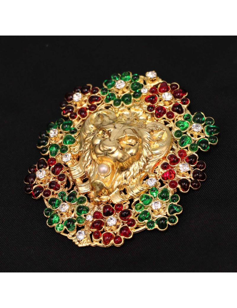 Broche MARGUERITE DE VALOIS "le lion aux fleurs"