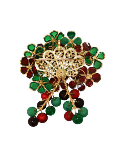 Pendentif broche MARGUERITE DE VALOIS "Bouquet de fleurettes bicolores" 2