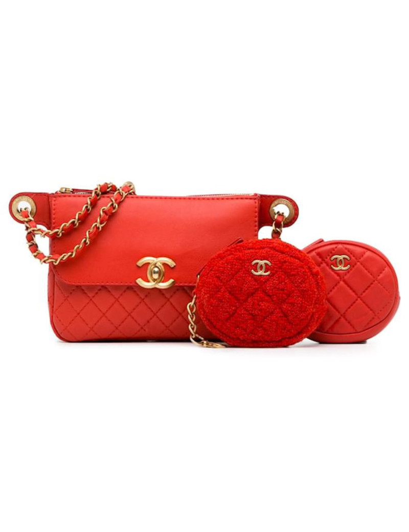Sac ceinture et porte-monnaie CHANEL rouge