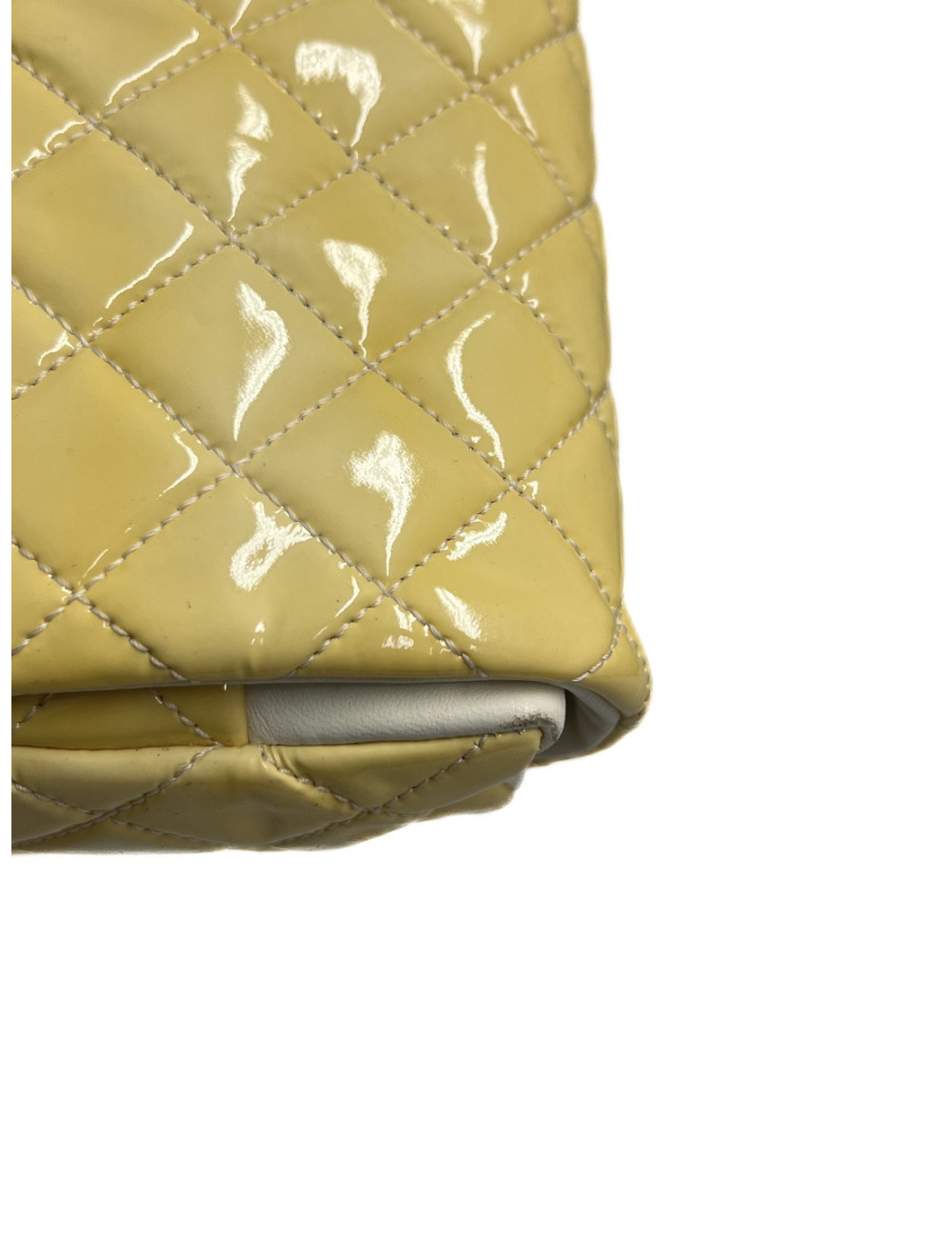 CHANEL Vertical Timeless bag in yellow patent leather