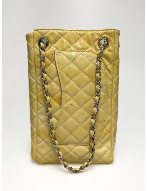 CHANEL Vertical Timeless bag in yellow patent leather