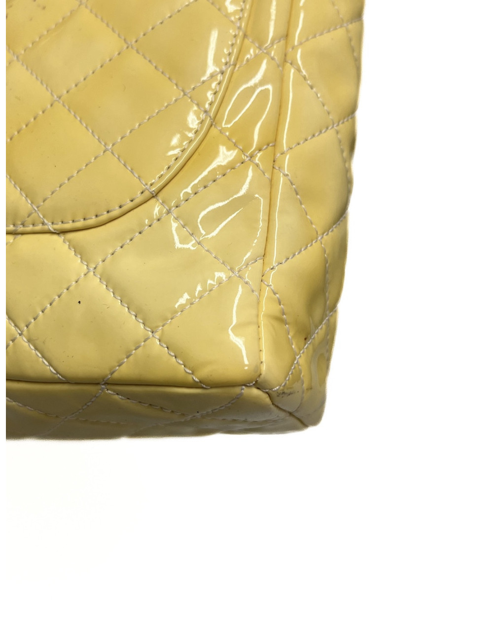 CHANEL Vertical Timeless bag in yellow patent leather
