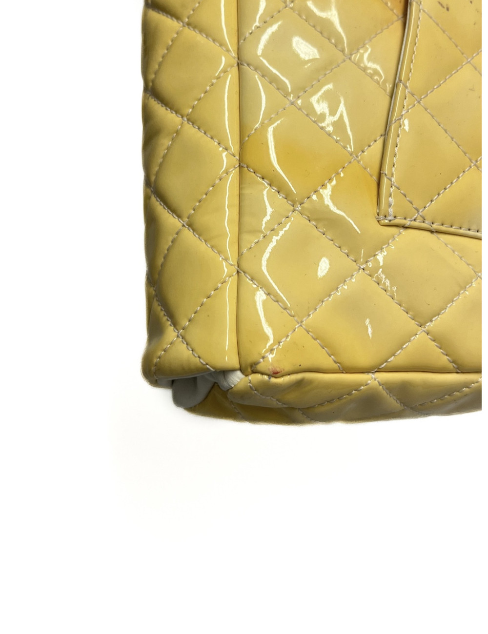CHANEL Vertical Timeless bag in yellow patent leather