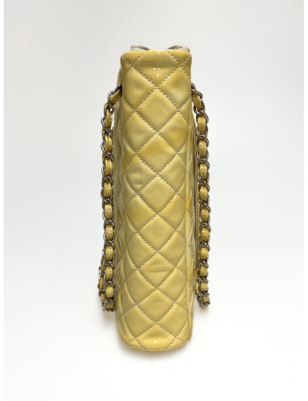 CHANEL Vertical Timeless bag in yellow patent leather