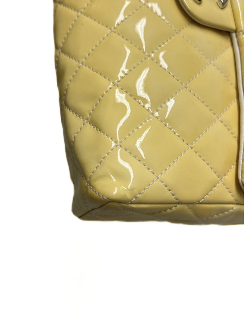 CHANEL Vertical Timeless bag in yellow patent leather