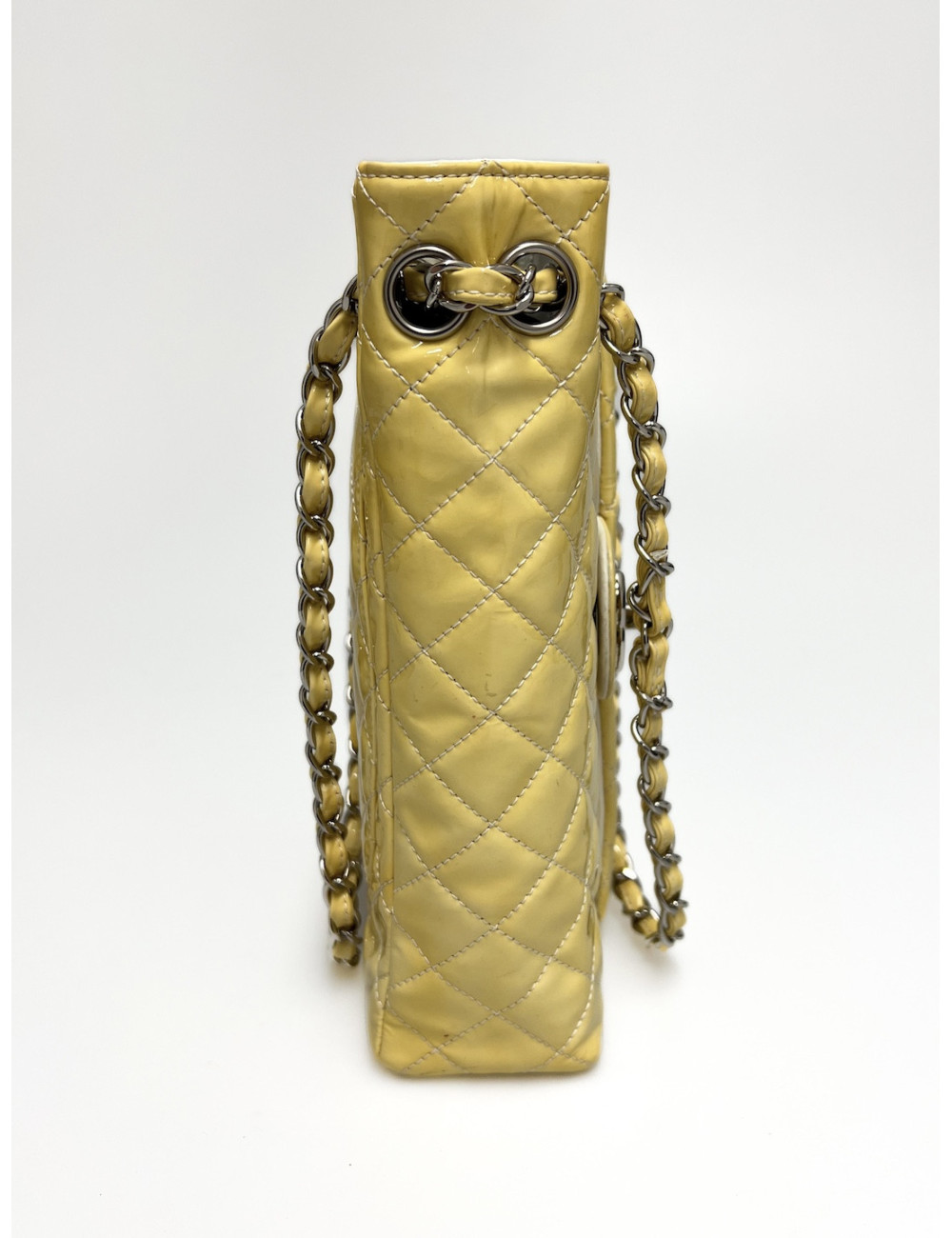 CHANEL Vertical Timeless bag in yellow patent leather