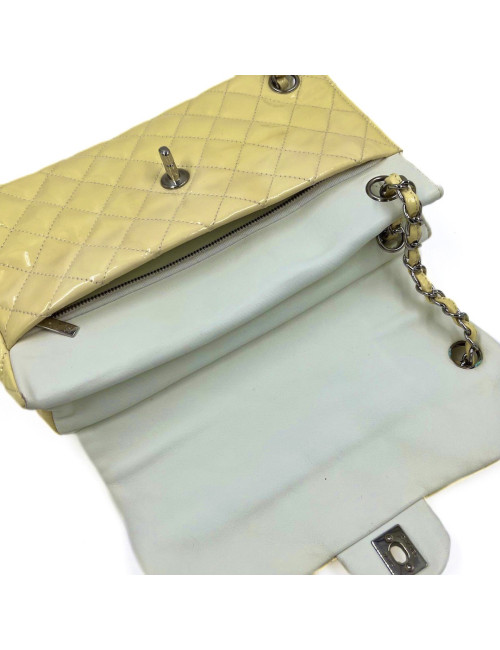 CHANEL Vertical Timeless bag in yellow patent leather