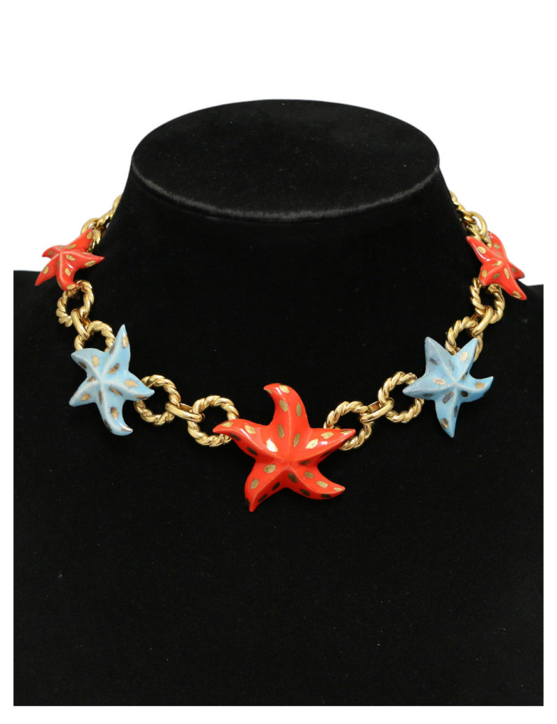 Collier YSL Etoiles de mer turquoise corail