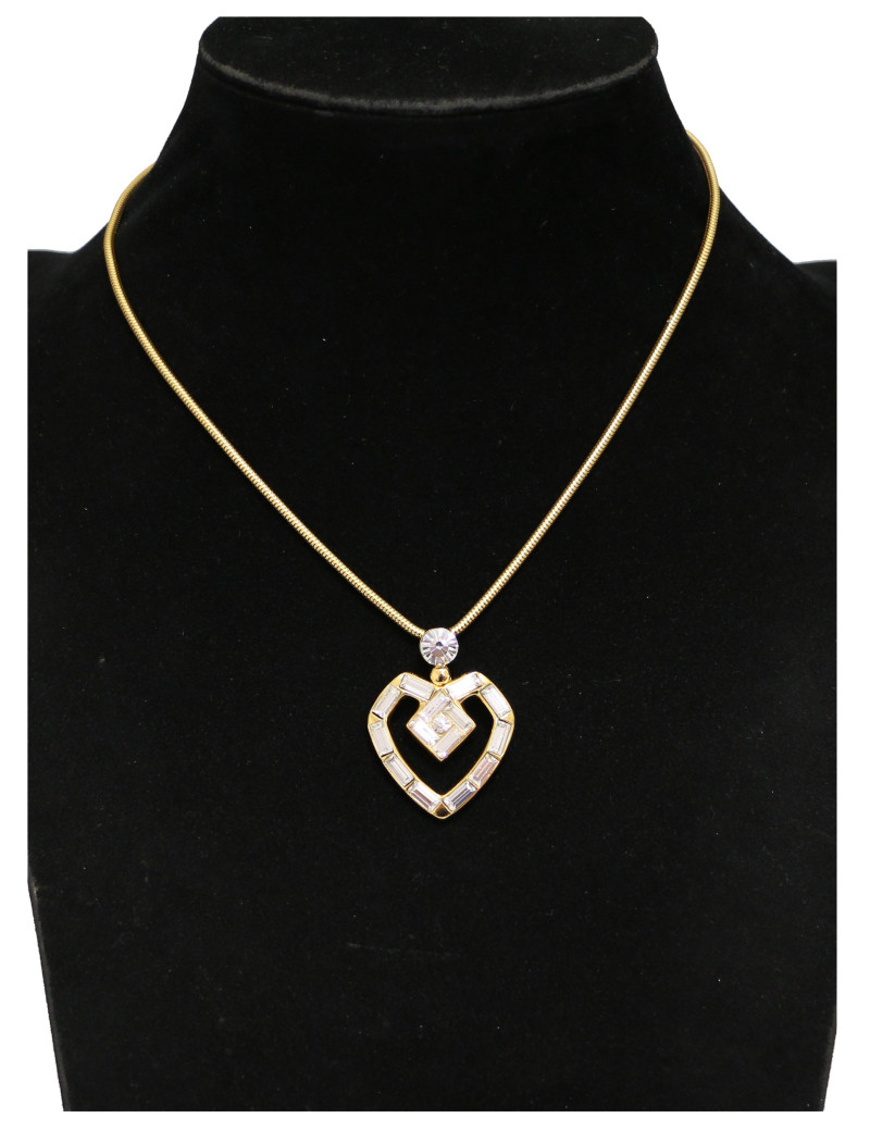 Collier YVES SAINT LAURENT vintage pendentif coeur doré