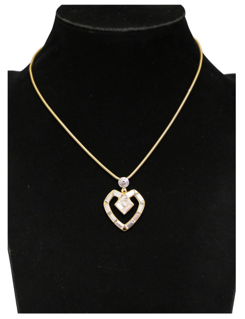Collier YVES SAINT LAURENT vintage pendentif coeur doré