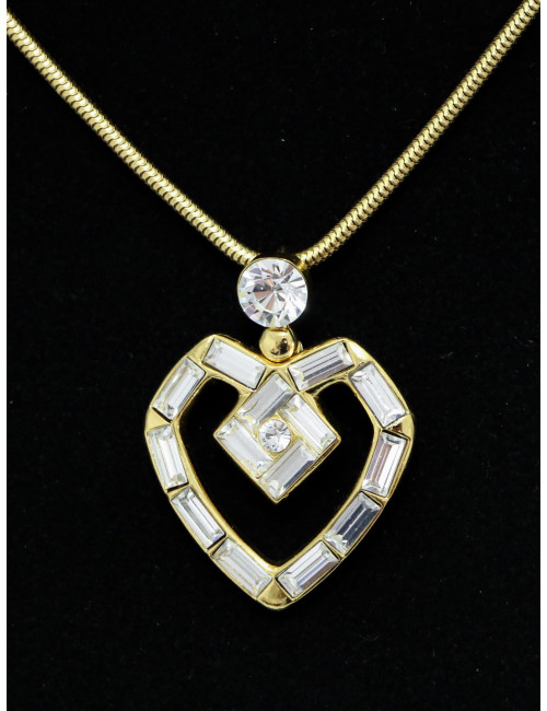 Collier YVES SAINT LAURENT vintage pendentif coeur doré
