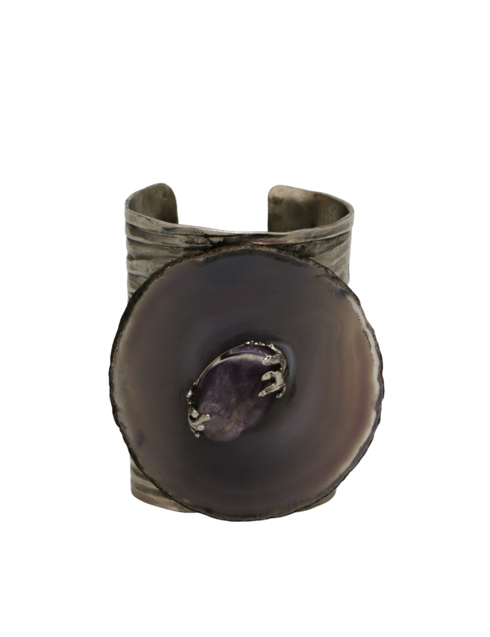 Manchette YSL Goossens vintage décorée d'un pierre semi-précieuse