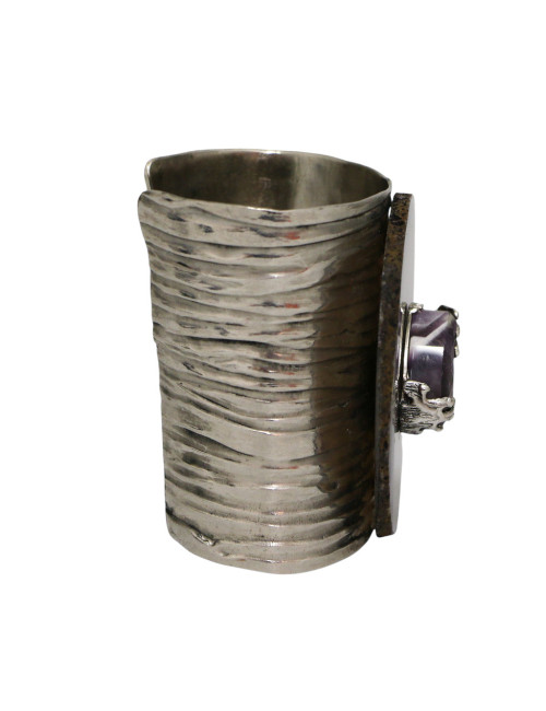 Manchette YSL Goossens vintage décorée d'un pierre semi-précieuse