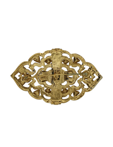 Broche ajourée YSL dorée Vintage 2