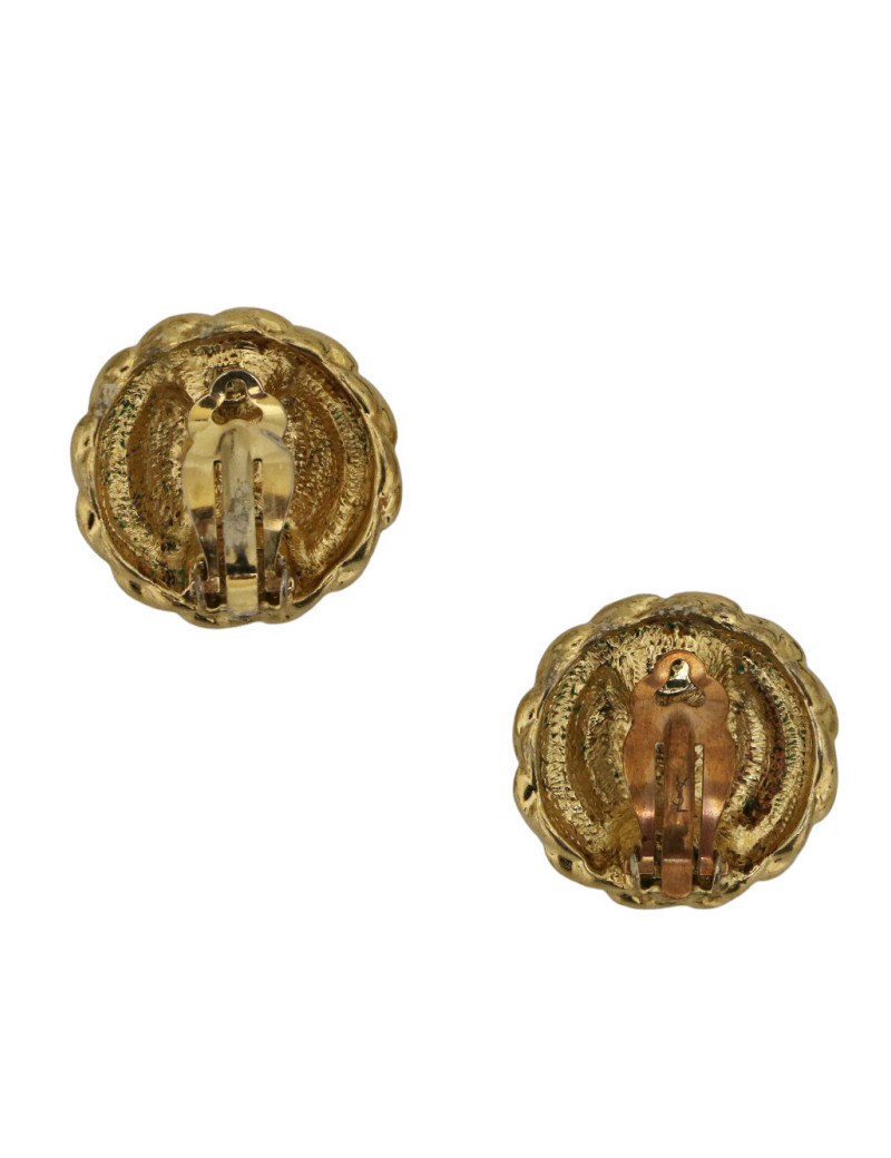 YSL Clips dorés pâte de verre corail