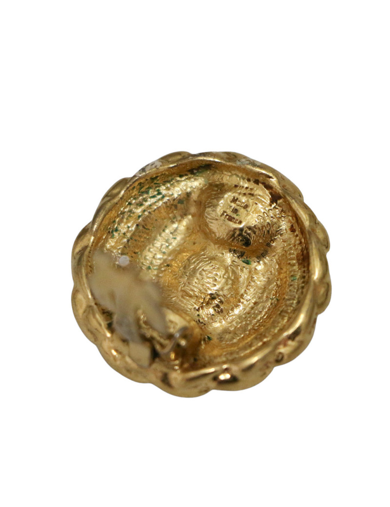 YSL Clips dorés pâte de verre corail