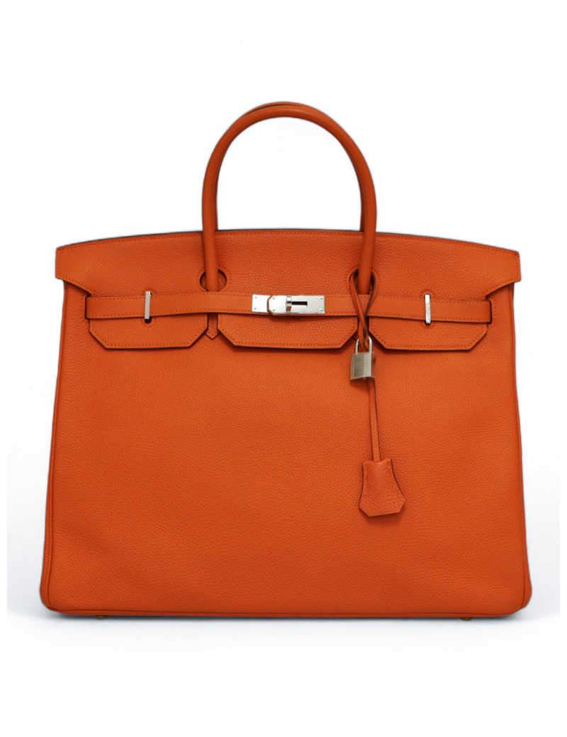 Sac Birkin 40 orange HERMES cuir togo