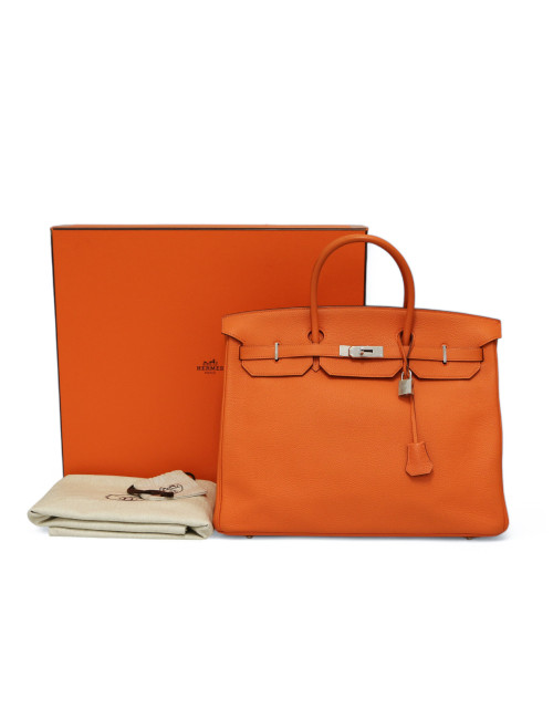 Sac Birkin 40 orange HERMES cuir togo