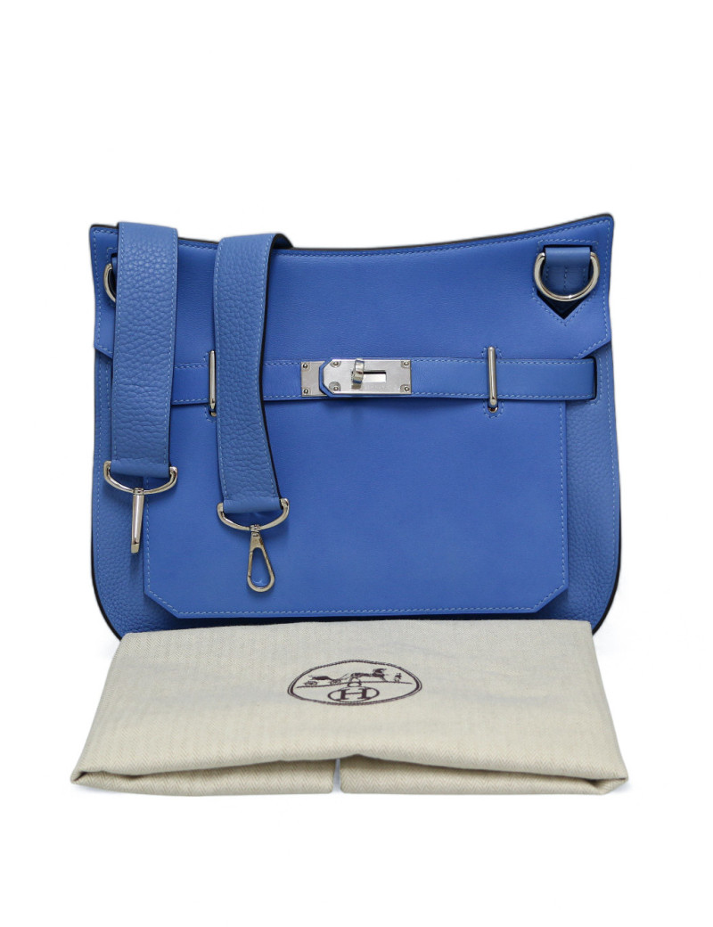 Jypsière HERMES cuir Togo Swift bleu hydra