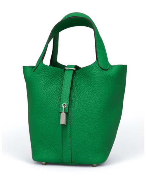Sac Picotin 18 HERMES cuir togo vert bambou