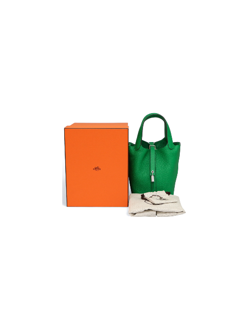Sac Picotin 18 HERMES cuir togo vert bambou