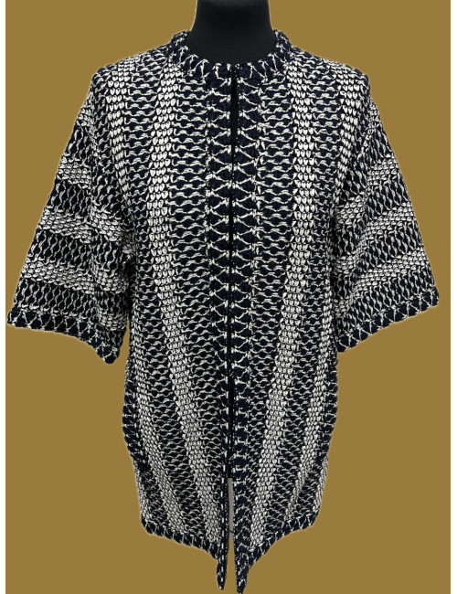 Manteau CHANEL T36 bleu blanc