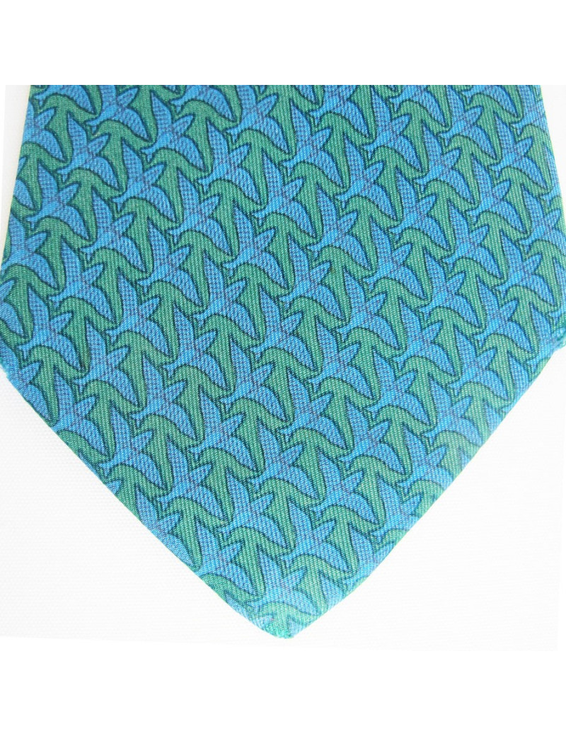 Cravate verte HERMES avec des oiseaux qui volent