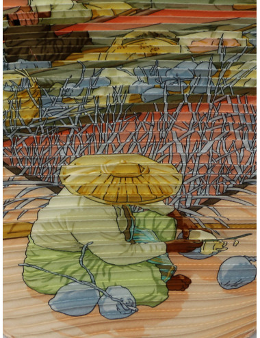 Plissé HERMES Marché flottant du lac Inlé soie orange 2