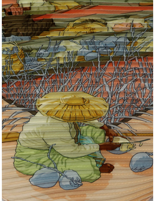 Plissé Hermès Marché flottant du lac Inlé par Dimitri Rybaltchenko