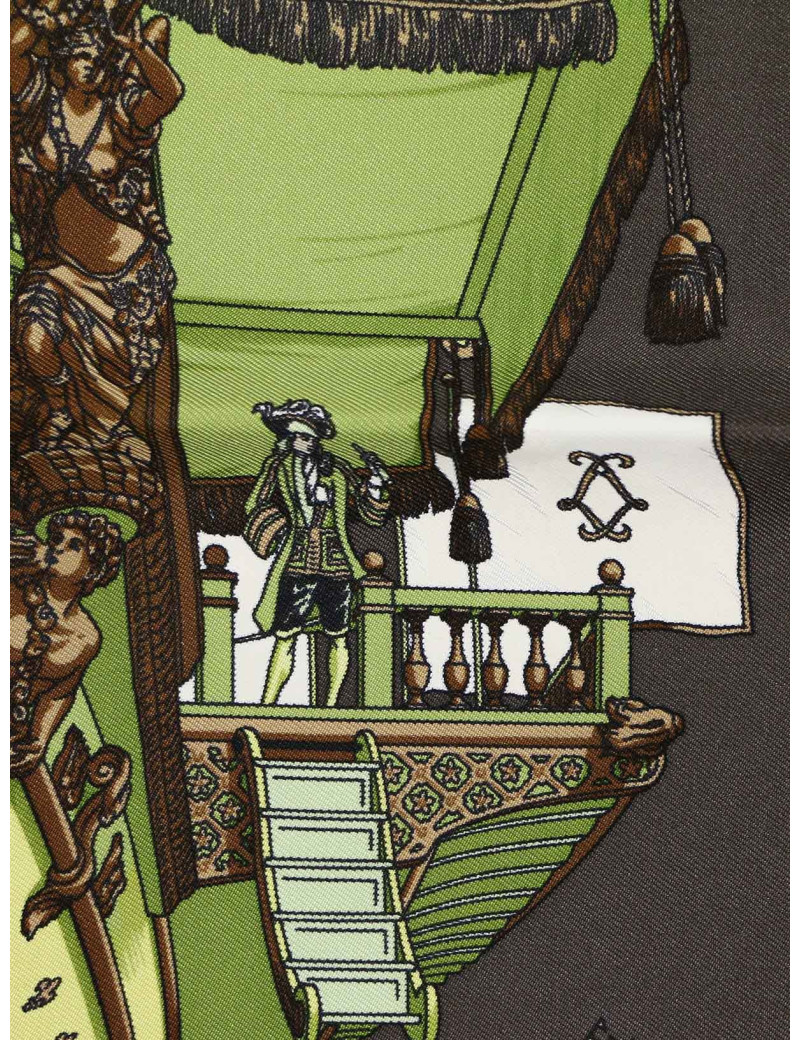 Gavroche 45 en soie Hermès Vue du Carrosse de La Galère Réale