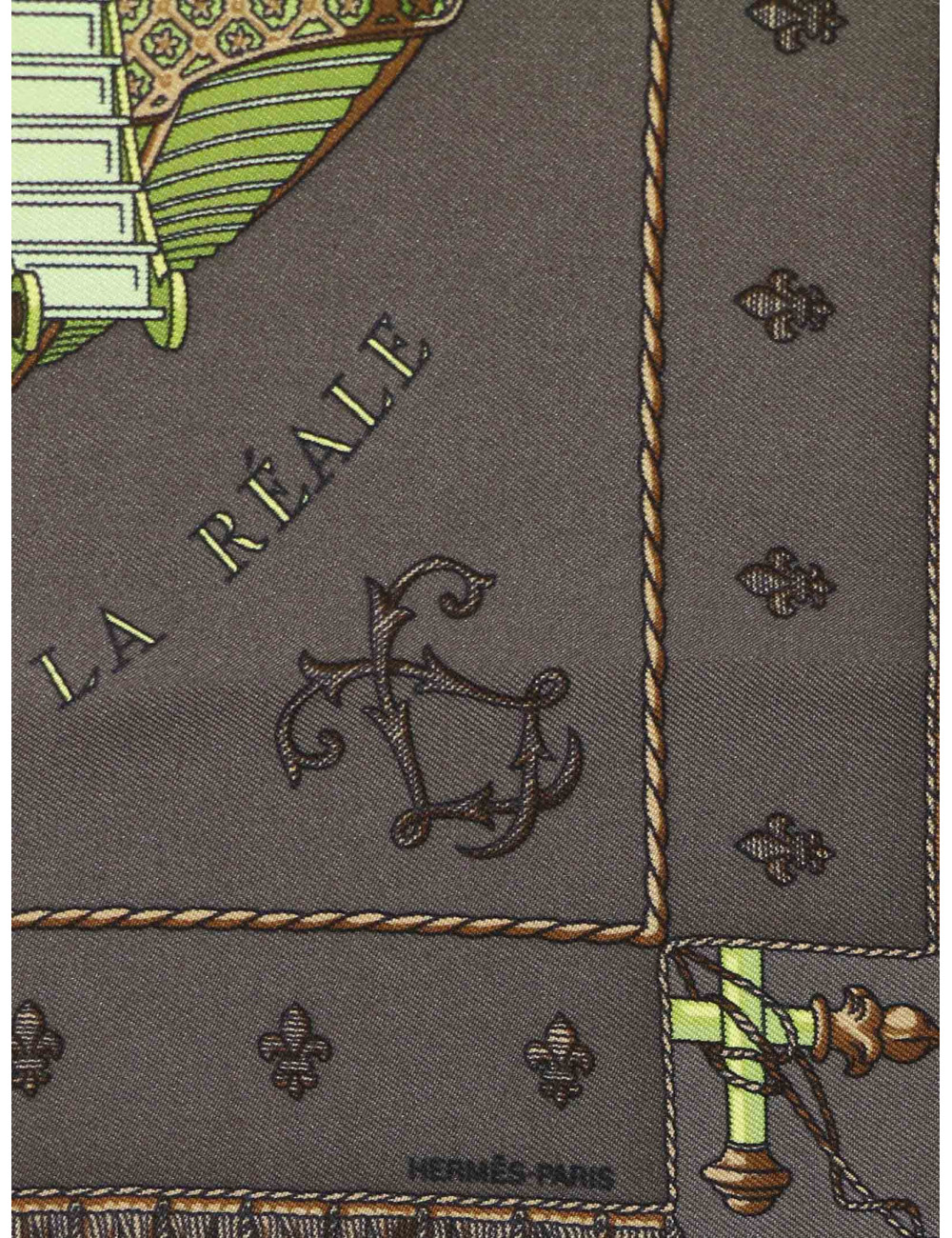 Gavroche 45 en soie Hermès Vue du Carrosse de La Galère Réale