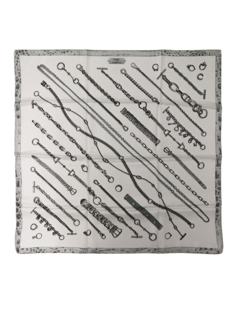 Foulard Chaines et Gourmettes soie blanche