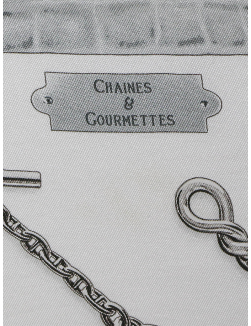 Foulard Chaines et Gourmettes soie blanche