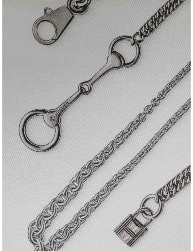 Foulard Chaines et Gourmettes soie blanche