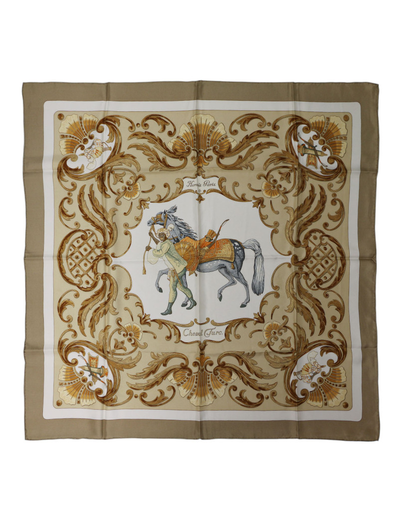 Carré HERMES Cheval Turc beige