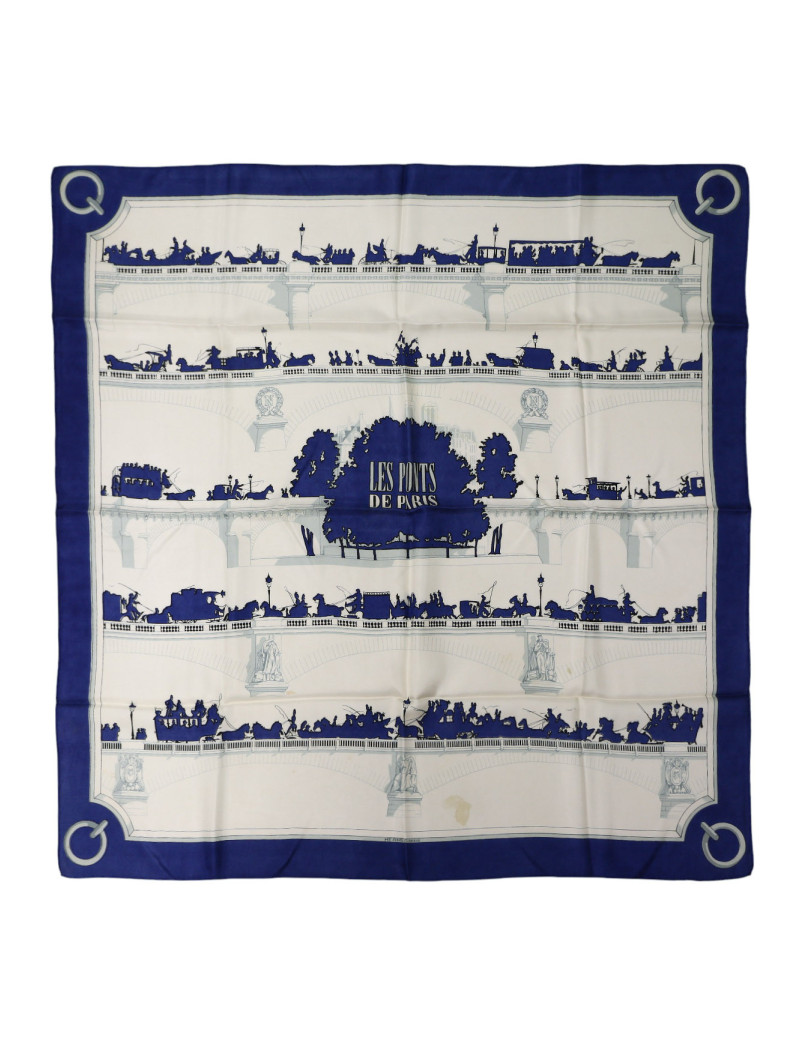 Carré Hermès Les Ponts de Paris bord bleu : certifié authentique