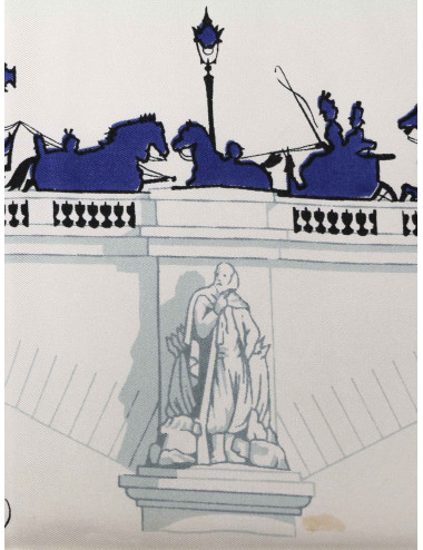 Carré HERMES Les Ponts de Paris bord bleu 2