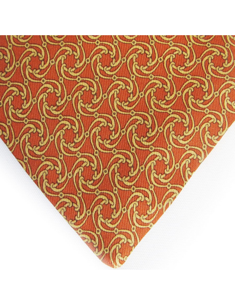 Cravate marron HERMES motifs cordes entremêlées 