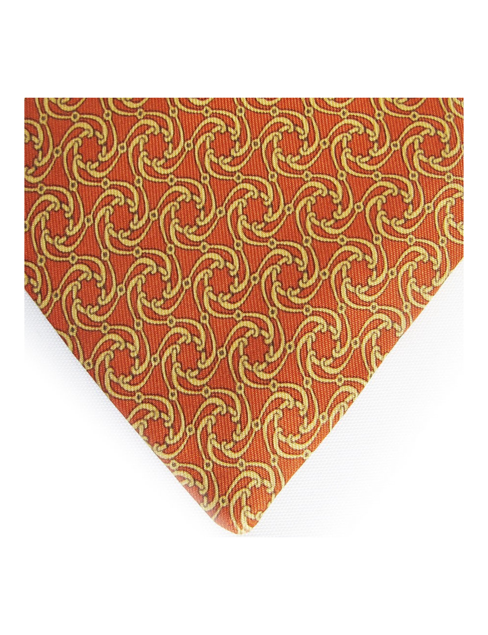 Cravate marron HERMES motifs cordes entremêlées 