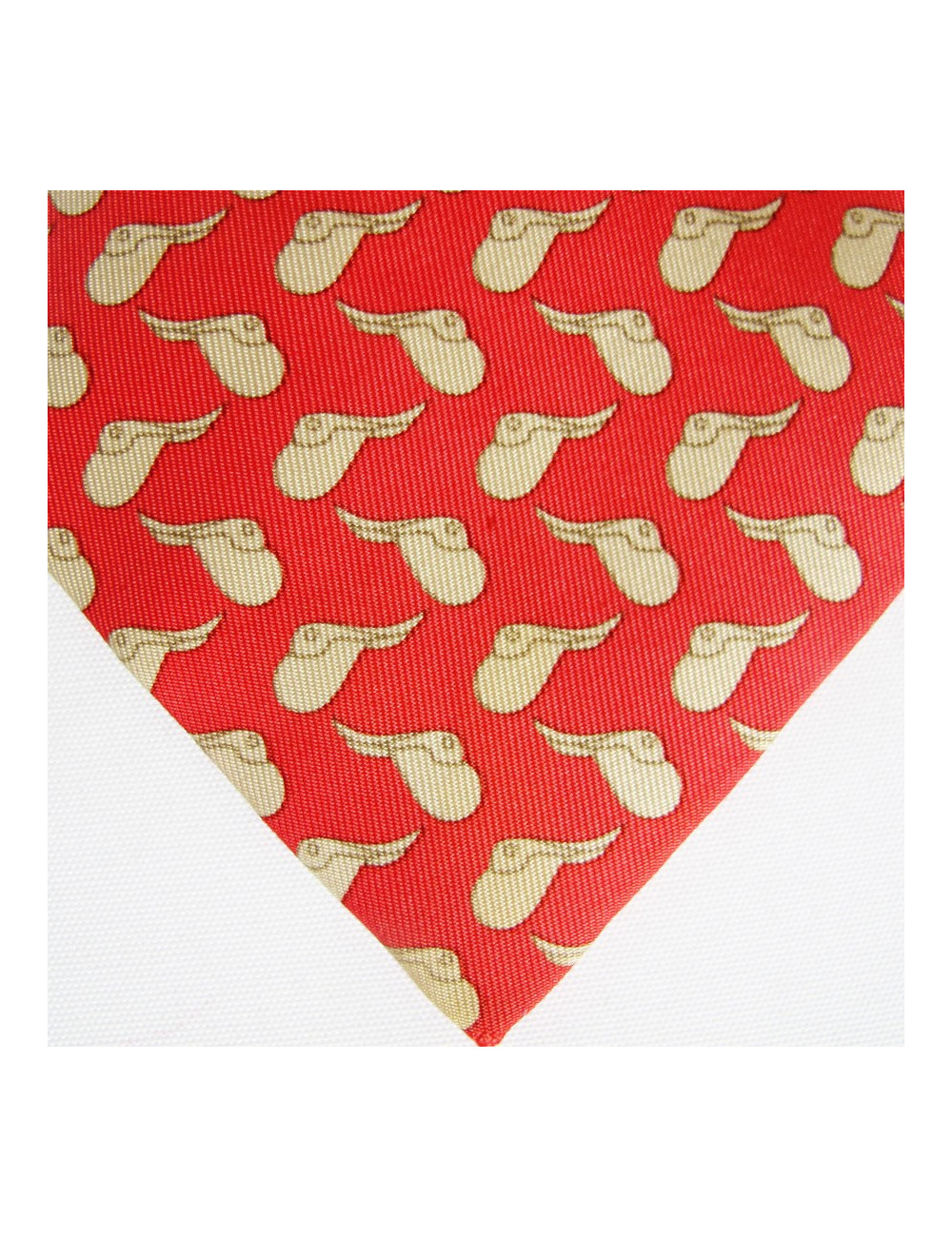 Cravate HERMES rouge en soie motifs selles