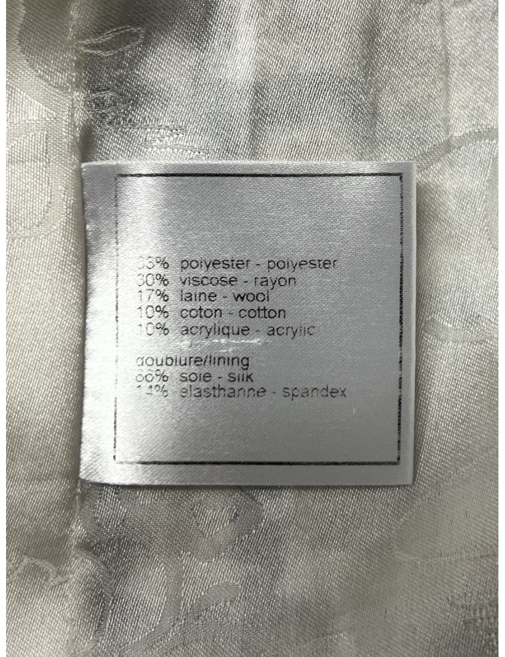 Veste CHANEL T40 pied de poule beige bleu blanc