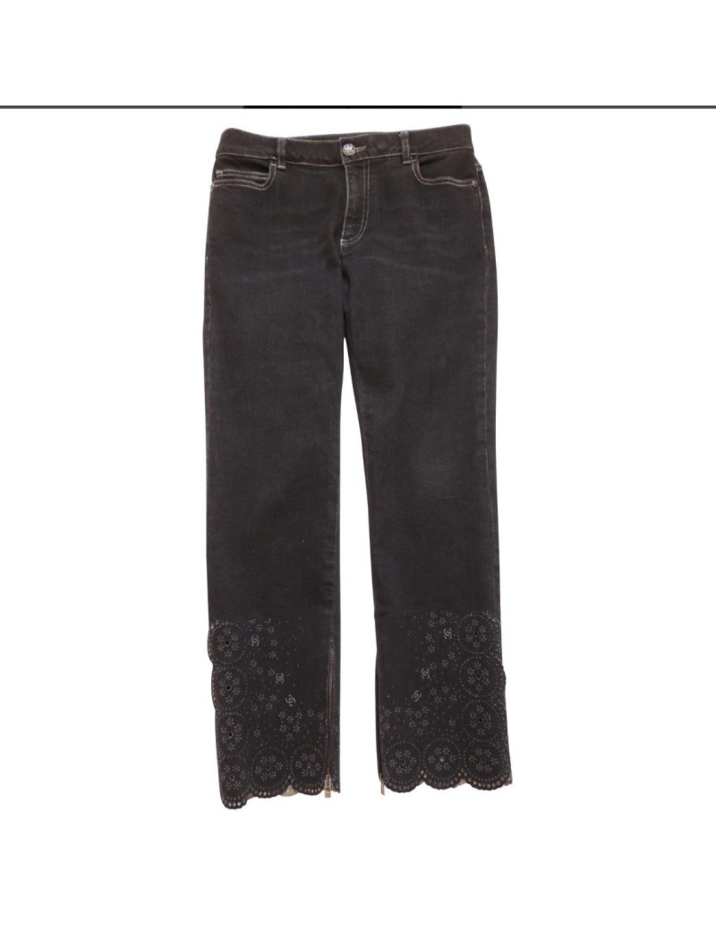 PantalonT40 CHANEL Brasserie denim noir, occasion certifiée