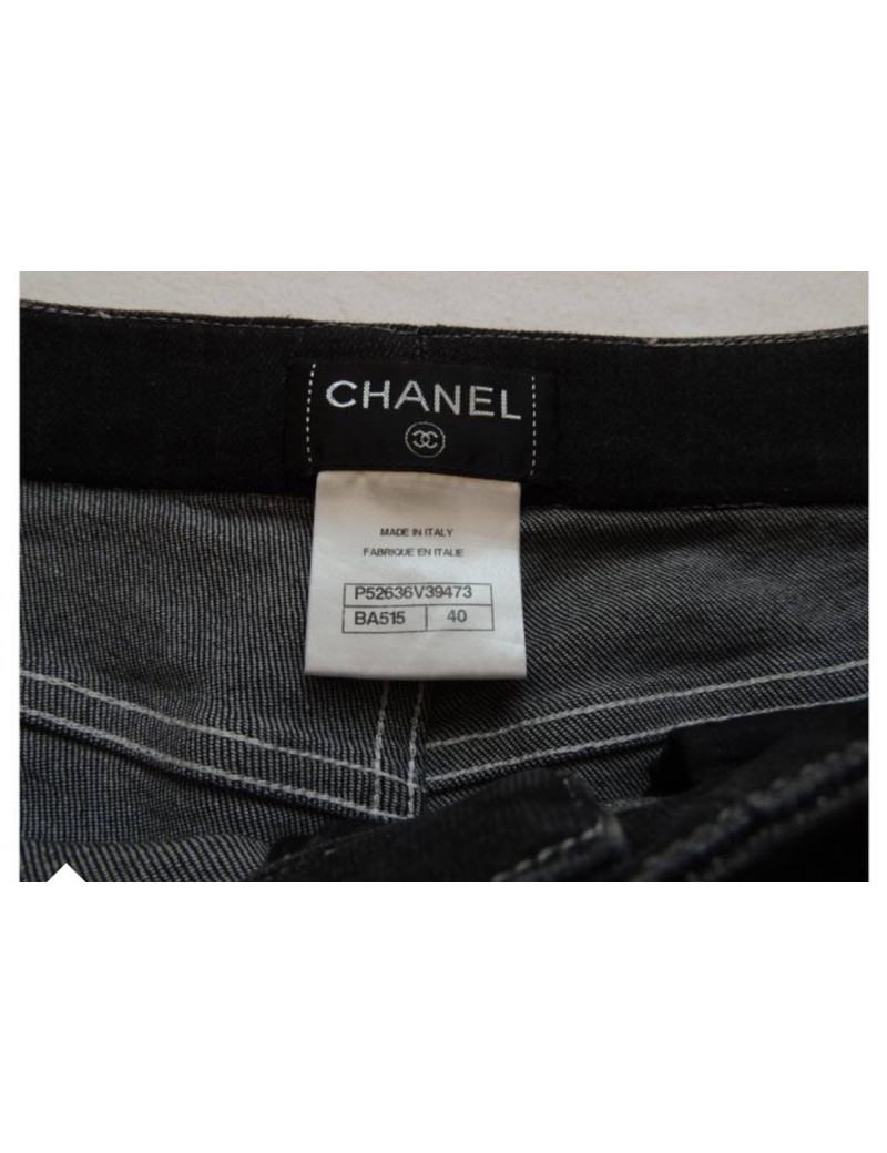 PantalonT40 CHANEL Brasserie denim noir, occasion certifiée