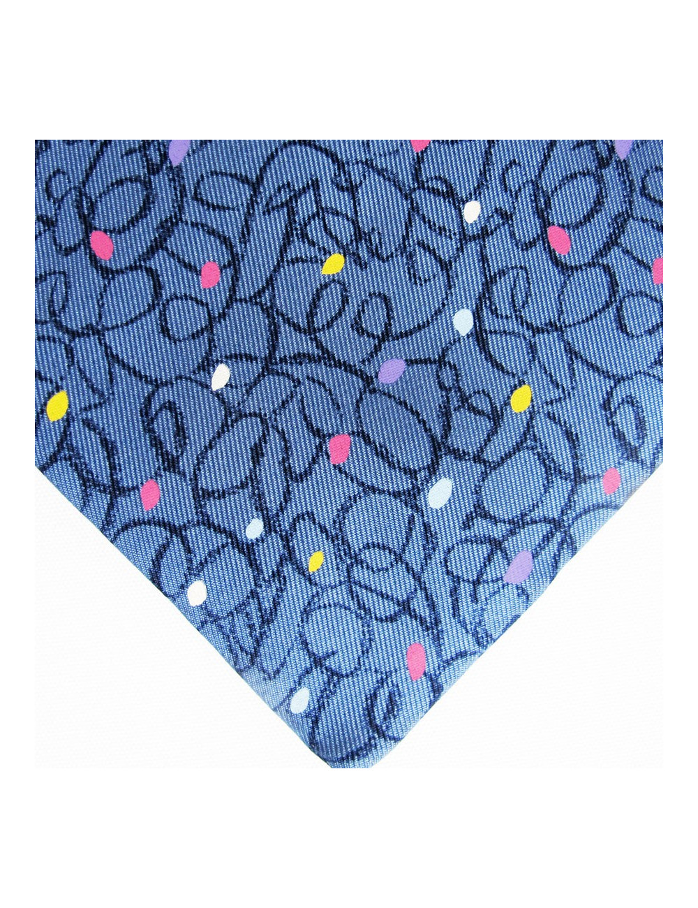 Cravate HERMES en soie bleu motifs multicolores