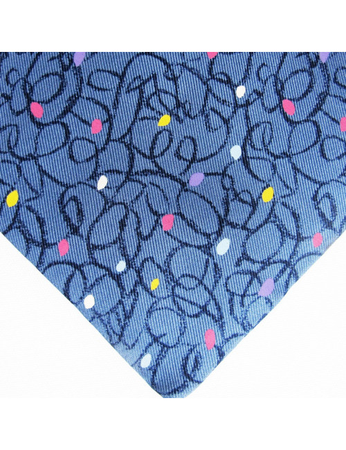 Cravate HERMES en soie bleu motifs multicolores